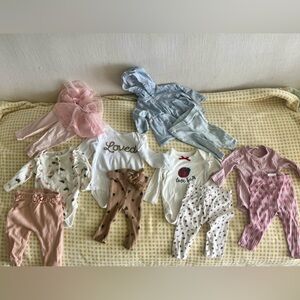 Baby Girls Mixed Clothing Lot - Pink, White, Blue, Brown BUNDLE